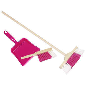 Set 3 pièces balai, pelle et balayette - Rose