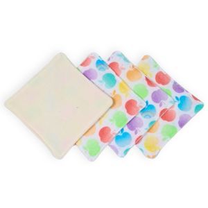 Lot de 4 lingettes lavables double face en coton bio Pom'pelup