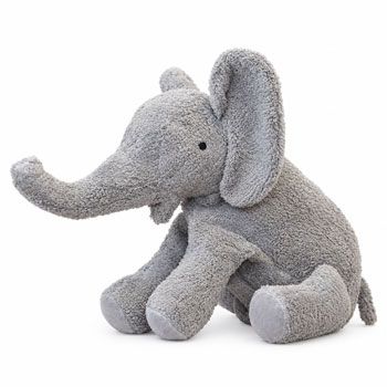 Doudou peluche bouillotte en coton bio et laine - Grand Elephant Gris - 46 cm