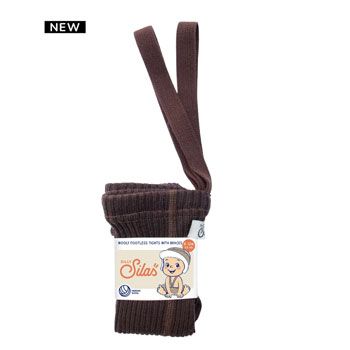 Collant à bretelles sans pied 100% laine mérinos - Espresso Brown