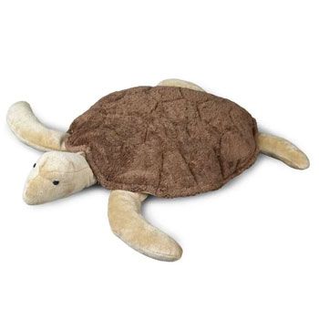 Doudou peluche bouillotte en coton bio et laine - Grande Tortue marron - 52 cm