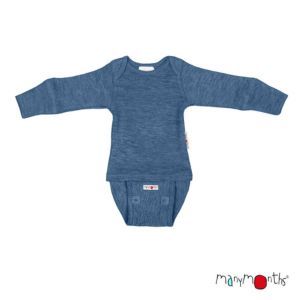 Body évolutif Manches longues en laine mérinos Moondust Blue