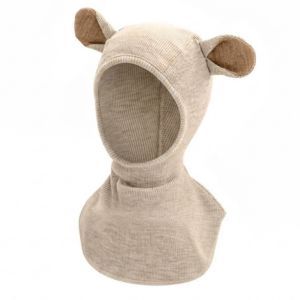 Cagoule Ourson ajustable en laine mérinos Toasted Coconut