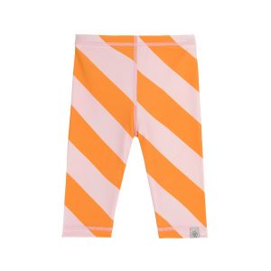 Legging de bain court anti fuites et anti UV rayures Rose Orange
