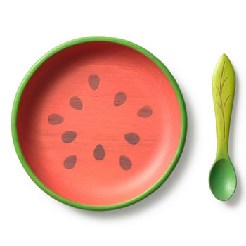 Assiette et sa cuillère Wally la Pastèque