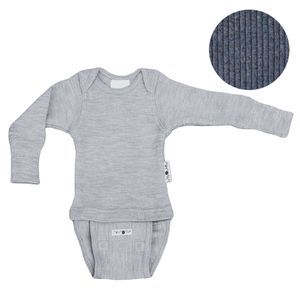 Body évolutif Manches longues en laine mérinos Moondust Blue