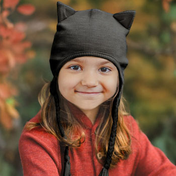 Bonnet Chaton ajustable en pure laine mérinos Foggy Black