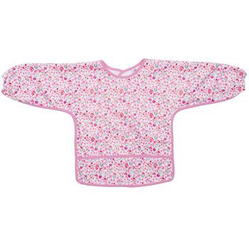 Bavoir-tablier imperméable manches longues - liberty rose