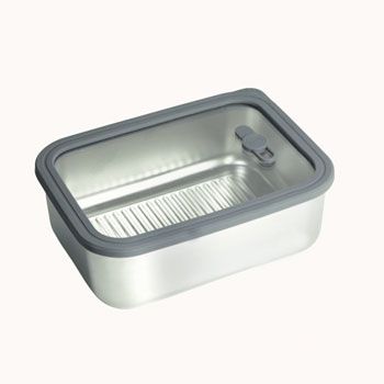 Boîte en inox compatible micro-ondes avec couvercle en verre - 1000 ML