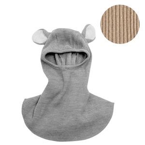 Cagoule Ourson ajustable en laine mérinos Toasted Coconut