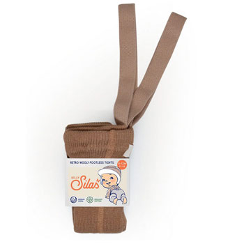 Collant sans pied à bretelles en laine mérinos - Cappuccino