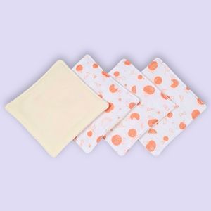 Lot de 4 lingettes lavables double face en coton bio Barbapa Pom'