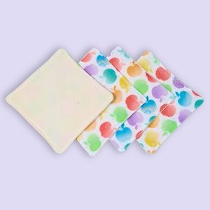 Lot de 4 lingettes lavables double face en coton bio Pom'pelup