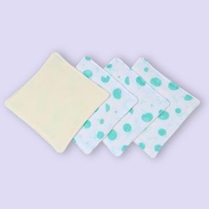Lot de 4 lingettes lavables double face en coton bio Pom'pompidou