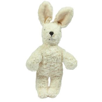 Doudou en coton bio et laine - Lapin blanc - 25 cm