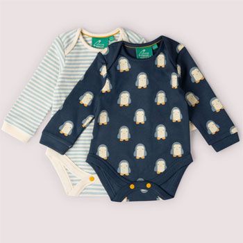 Lot de 2 bodies manches longues en coton biologique - Penguins
