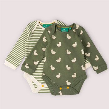 Lot de 2 bodies manches longues en coton biologique - Ducks