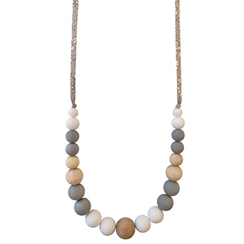 Collier d'allaitement et de portage en silicone et en bois Scandi