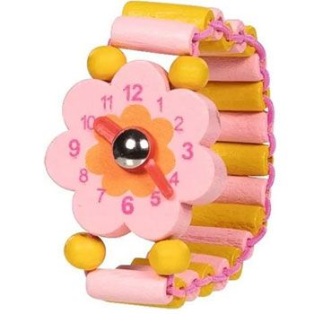 Montre en bois Fleur Rose