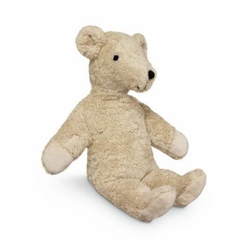 Doudou peluche bouillotte en coton bio et laine - Ours lin - 32 cm