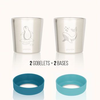 Set de 2 Gobelets inox Yoopy Pingouin - Baleine