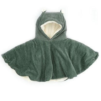 Poncho velours kaki 6-36 mois