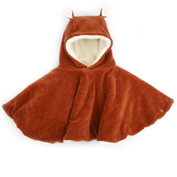 Poncho velours paprika 6-36 mois