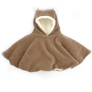 Poncho velours taupe 6-36 mois