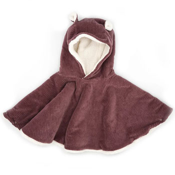 Poncho velours parme 6-36 mois