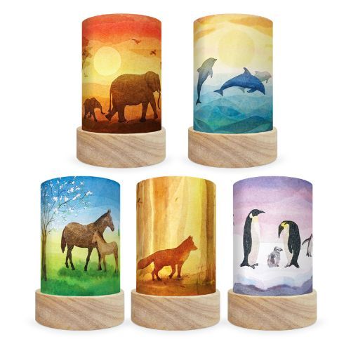 Set de 5 Abat-jours illustrés pour Lanterne -Vogel Geluk Faune